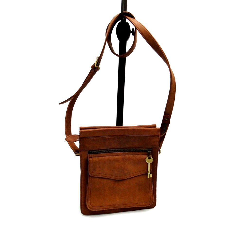 Fossil Genuine Leather Crossbody Adjustable Strap light brown (cognac/chestnut)